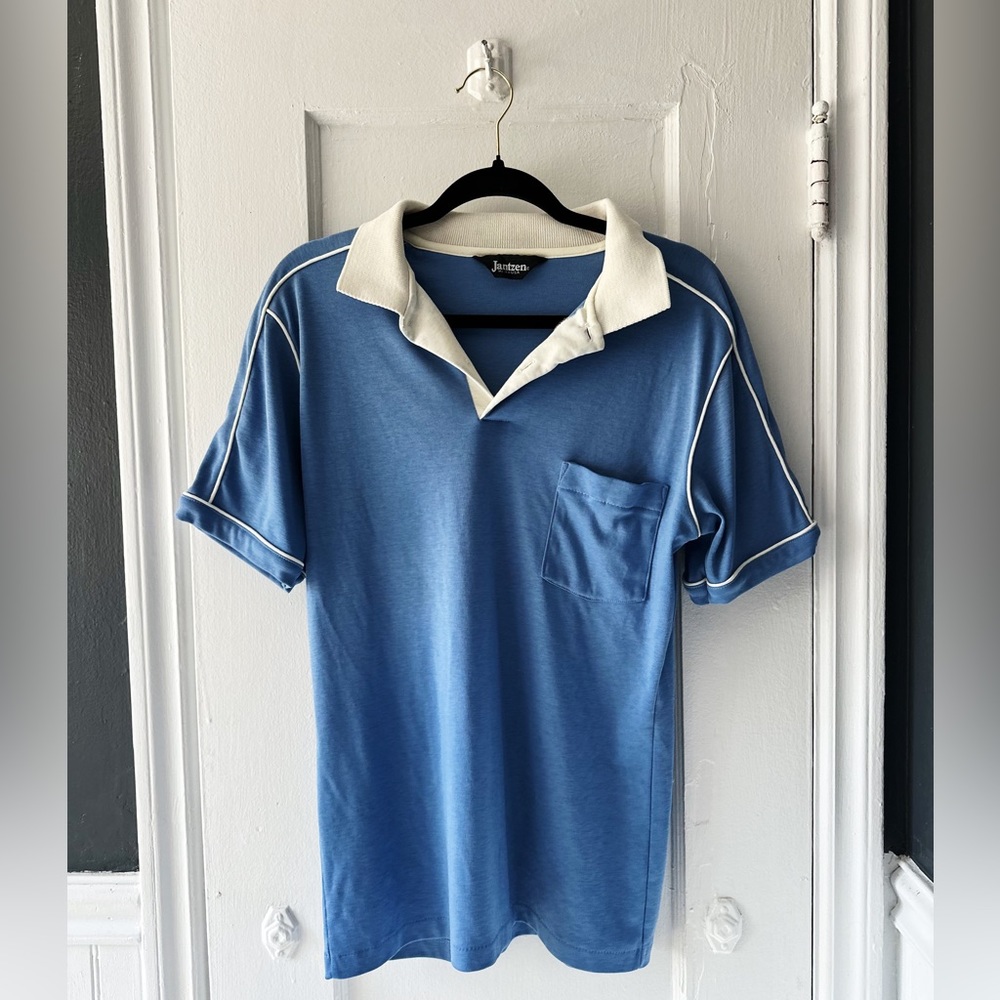 Vintage Janzten Blue and White Collared Polo